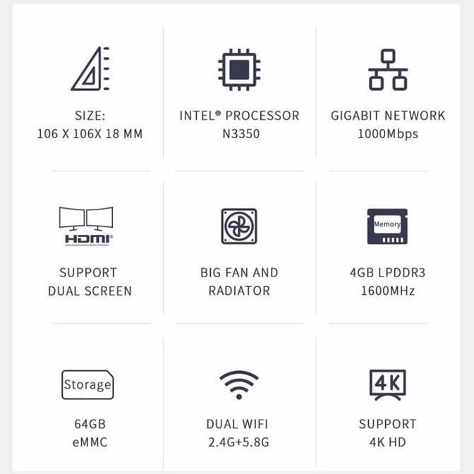 Mini Pc Beelink 4/64Gb Z85 Z83V Intel X5 Z8350 Windows 10 Minipc New Stok