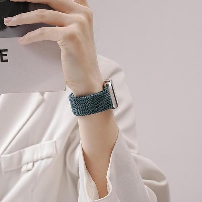 baru Tali Jam Tangan Elastic Braided Nylon Strap for IWatch Apple Watch Ultra 2 SE 2  Series  9 8 7 