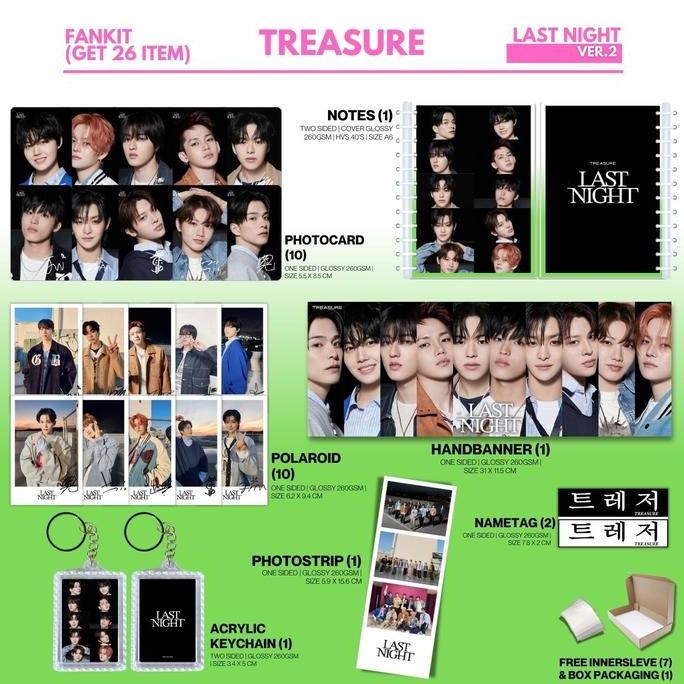 restock  FANKIT TREASURE LAST NIGHT (ISI 26 ITEM) BIAS TANDA TANGAN TTD KPOP IDOL KOREA PREMIUM MURA