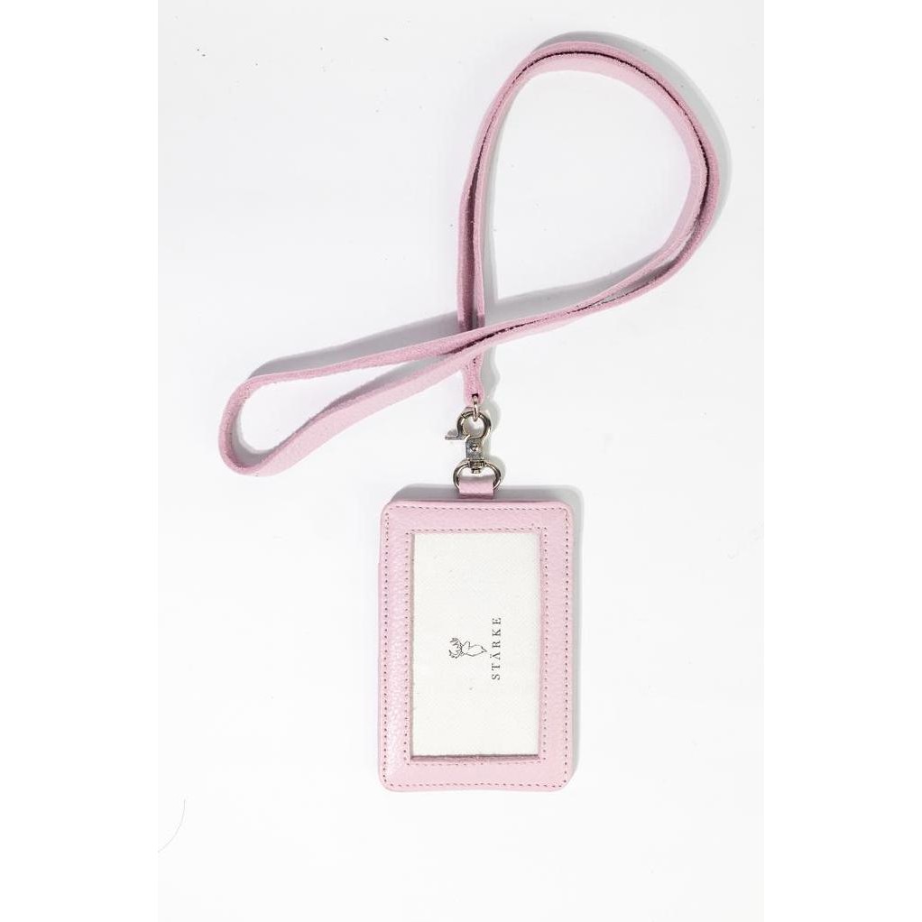 

READY ID Card Lanyard Name Tag Kulit Asli STARKE Hustle Hog Pink Tekstur NEW