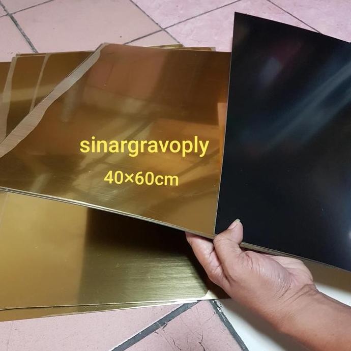 

READY gravoply gold teks hitam bahan gravir nametag 40x60cm tebal 1.5ml NEW