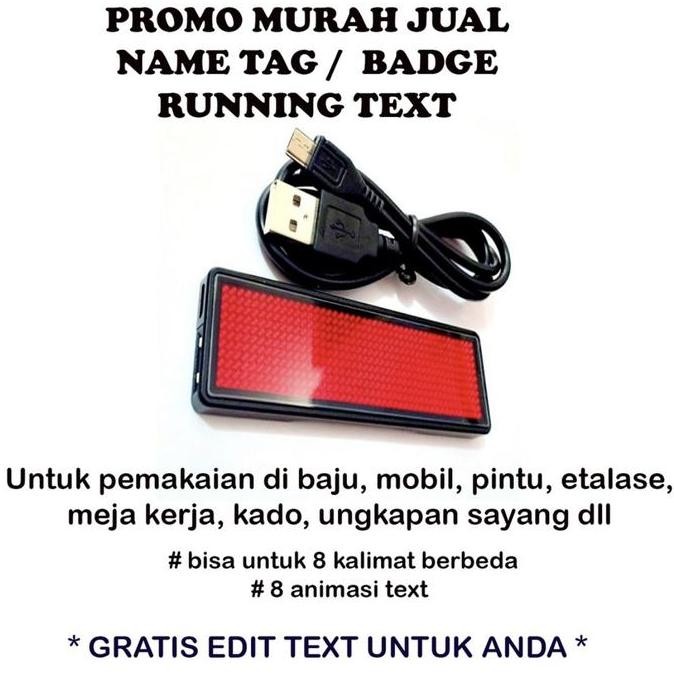

READY Name Tag LED/ Running Text Warna Merah murah bisa request edit text NEW