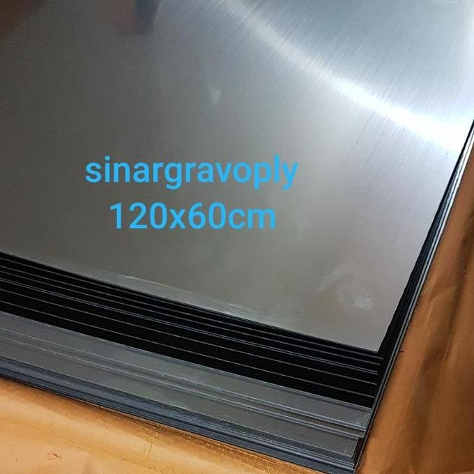 

READY gravoply silver teks hitam bahan gravir nametag dll 120x60cm tebal 1.5 NEW