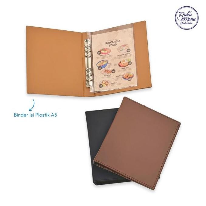 

READY Buku Menu Jakarta - Buku Menu Kulit Ring Binder 6 lubang Isi plastik Mika A5 Coklat Muda, Coklat Tua, Hitam - Cafe, Coffee Shop, Restoran, Hotel NEW