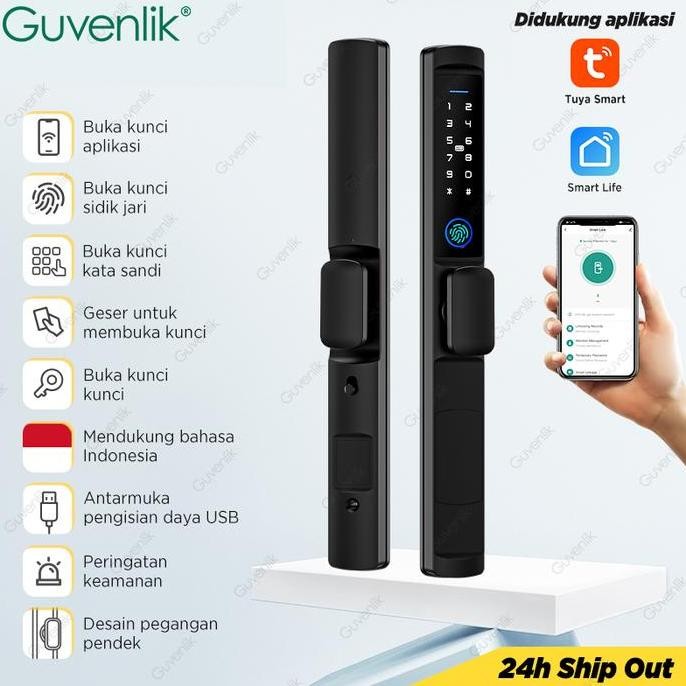 Tuya Smart Door Lock 5 In 1 Kunci Pintu Rumah Kunci Pintu Digital Ip66 Waterproof Kunci Pintu Slidin