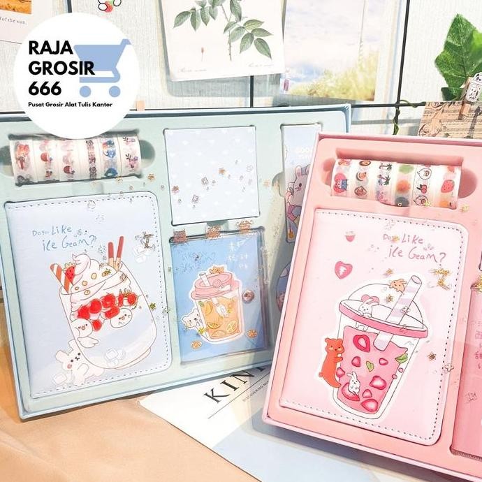 

READY Paket jurnal 7 in 1 Motif boba Alat Amplop NEW