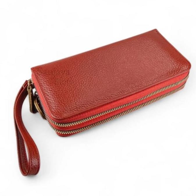 baru Dompet Wanita Kulit Asli / Dompet Wanita Panjang Resleting Kulit Asli