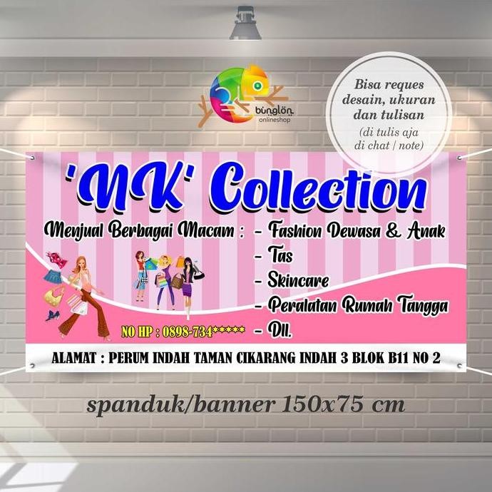 Spanduk Banner Toko Olshop, Fashion, Skincare, Peralatan Rumah Tangga