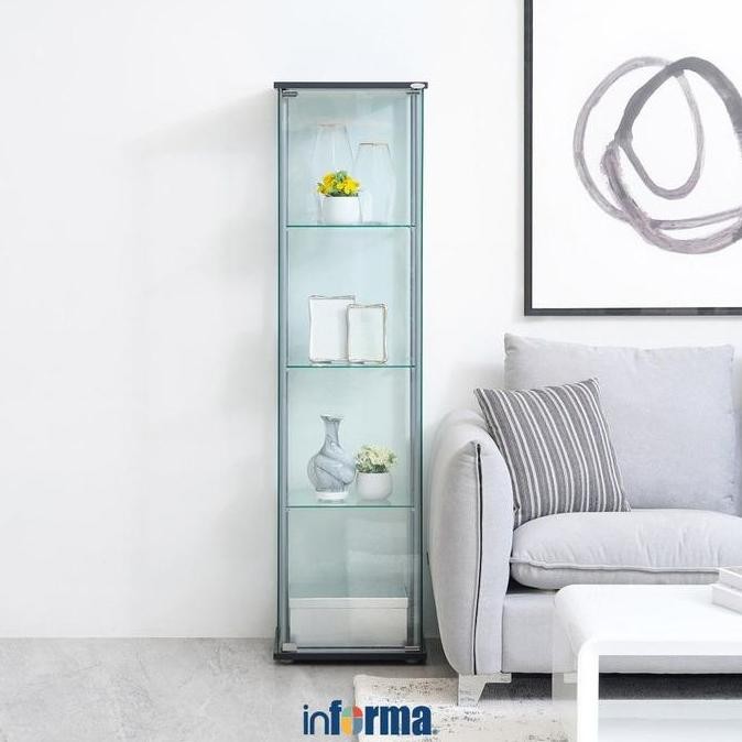 [muleng ] Informa Newvy Curio Lemari Pajang 4 Tingkat - Hitam Lemari Pajangan Lemari Kaca Kabinet Pa