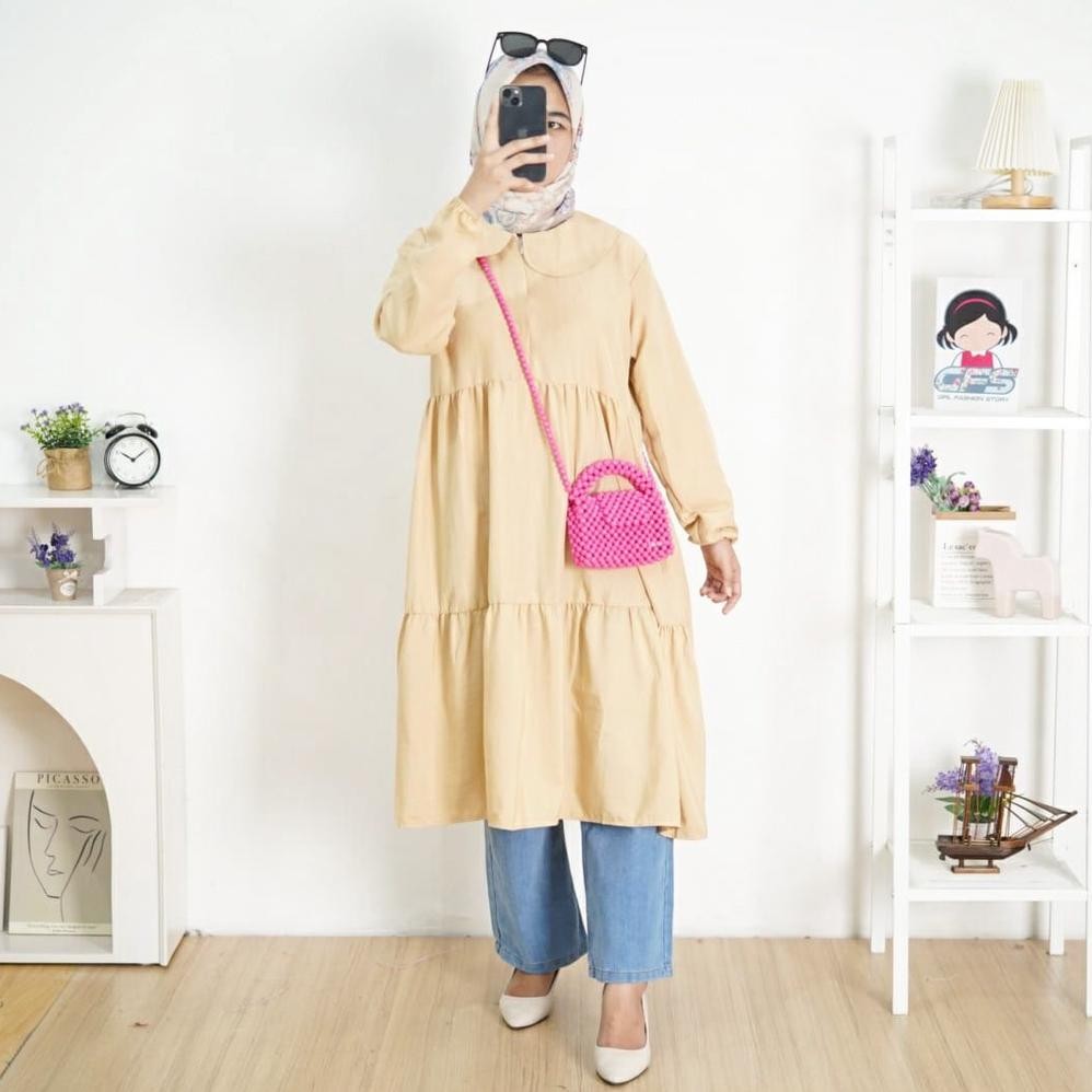 Exclusive Gfs Serina Tunik Midi Dress Katun Poly Nyaman Berkualitas