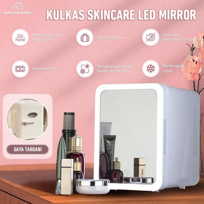 [muleng ] Lighthundred Mall 4L Kulkas Skincare  Fridge /Portable Cermin Skin Care Minifridge Kosmeti