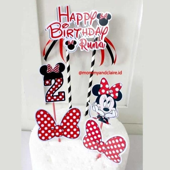 Cake Topper Minnie Mouse Red/Hiasan Kue Minnie Mouse Red/Cake Topper
