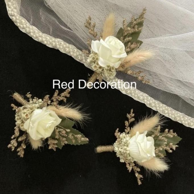 ready Dried Flower Boutonniere | Wedding Corsage | Bros Saku Jas DriedFlower - Natural Bunga Hadiah 
