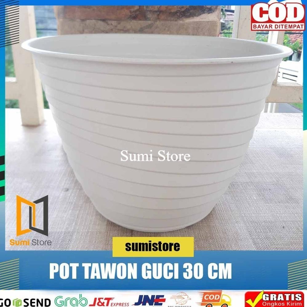 Pot Tawon 30 Guci Putih/ Pot Tulip 30/ Pot Motif Ulir 30 Cm Harga Grosir Murah Se Indonesia Stok