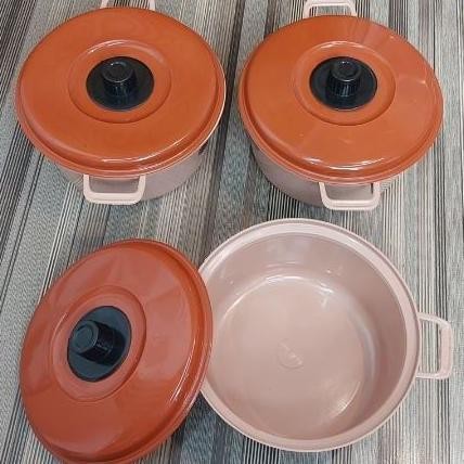 Mangkuk Panci Prasmanan Plastik Capucino Dengan Tutup/Basi Prasmanan Dengan Tutup 22 Trending