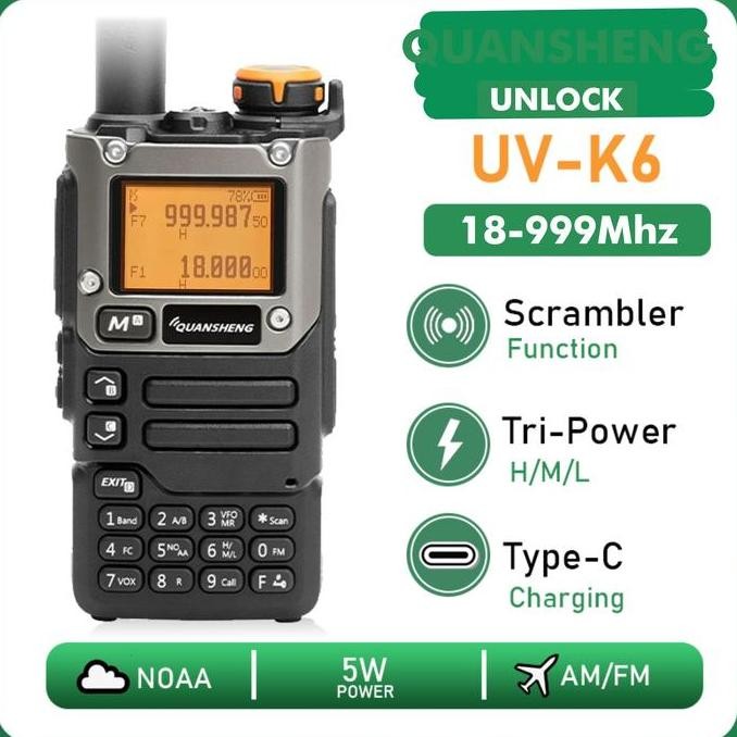 NEW UNLOCK HT Quansheng UV-K6 All Band Radio New Original Fullset