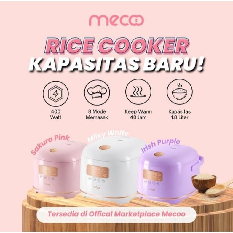 NEW Mecoo Aesthetic Rice Cooker Low Carbo 400 Low Watt 1,8 Liter -  Rice Cooker Mecoo Low Carbo 1,8L