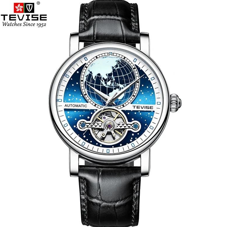 Tevise Top Brand Earth Star Man Tevise T867k Blue Luminous Luxury Automatic Men Mechanical Tourbillo