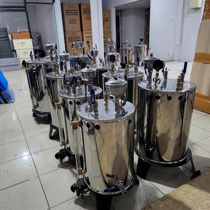 setrika uap boiler gas 20 liter tabung dan kompor GM