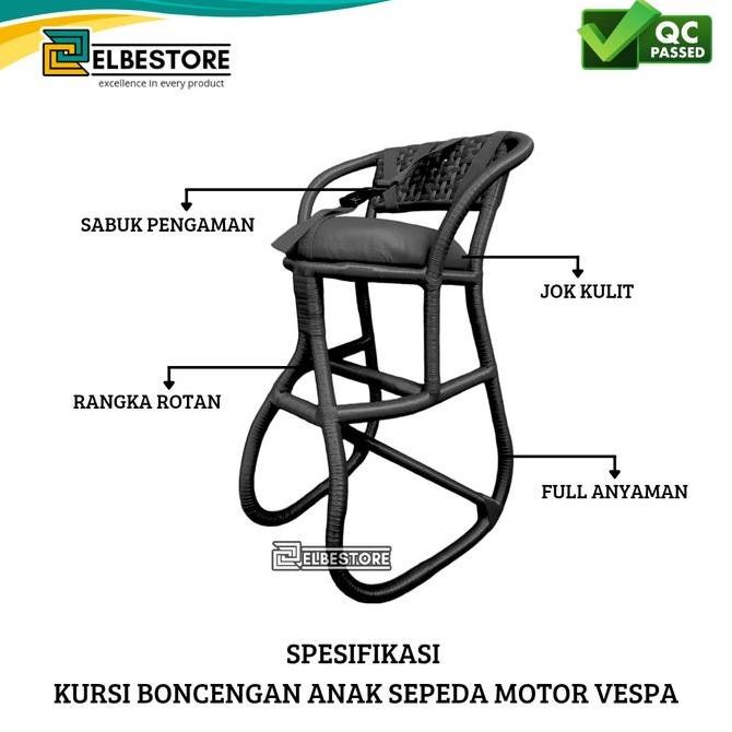 Kursi Boncengan Motor Vespa Multifungsi Untuk Anak Full Anyaman Jok Kulit