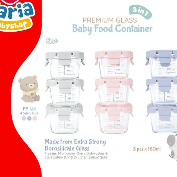 Glass Jar Baby Food Container 3 Pcs Wadah Makan Mpasi Alat Makan Bayi Sugar Baby