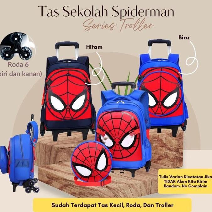 Tas Ransel Anak Trolley Karakter Spiderman Tas Troli Anak Sekolah Dorong Koper Tas Sekolah Troller L