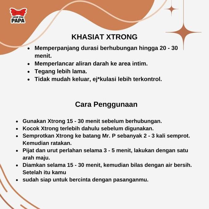 XTRONG Vitalitas Stamina Pria Dewasa Keras Tahan Lama semprot - xtrong spray BPOM