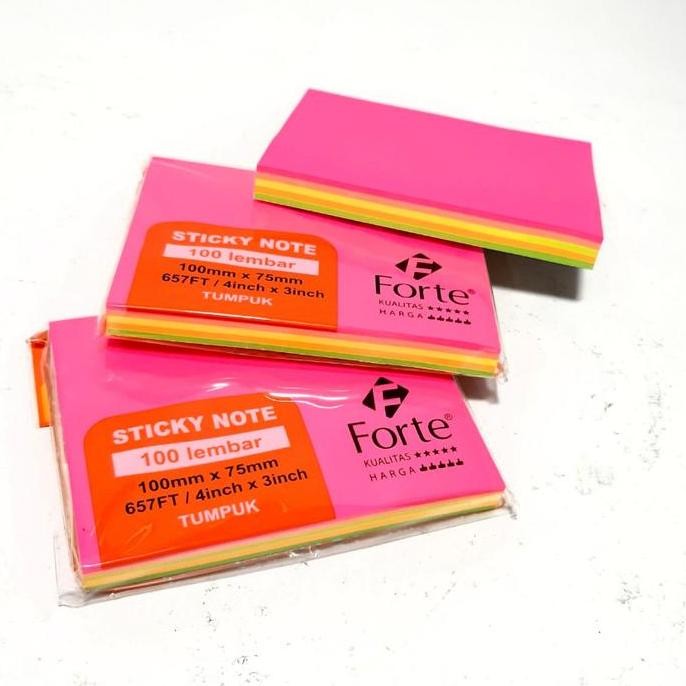 

Up Harga Grosir (1Packs/100Lbr) Memo Sticky Note Tumpuk 4X3Inch Forte (5Warna)