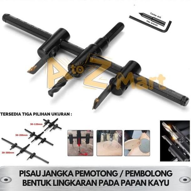 Mata Bor Jangka Adjustable Drill Bits Circle Hole Saw Cutter Pembolong Pelubang Pemotong Papan Kayu 