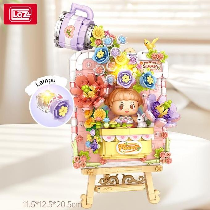Block City - LOZ Block Spring Flower Painting Puzzle Block Brick Mainan Balok Lukisan