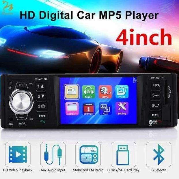 TERBARU - Tape mobil head unit single din MP5 layar 4 inch HD