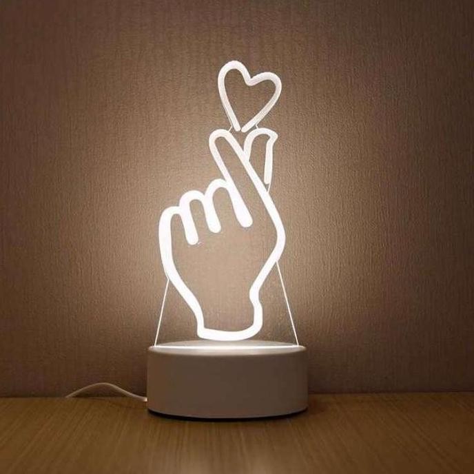 Lampu Tidur Hias Led 3D Transparan Motiv Allah - I Love U - Saranghaeo