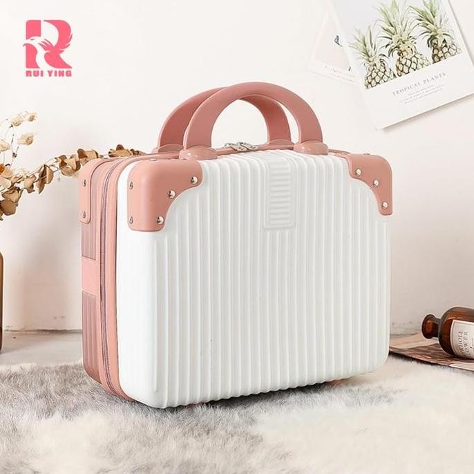 RUIYING88 KOPERA916 Koper Tas tik Mini 14 Inci Koper Tas Jinjing Modis Kotak Kecantikan Mini ABS + P