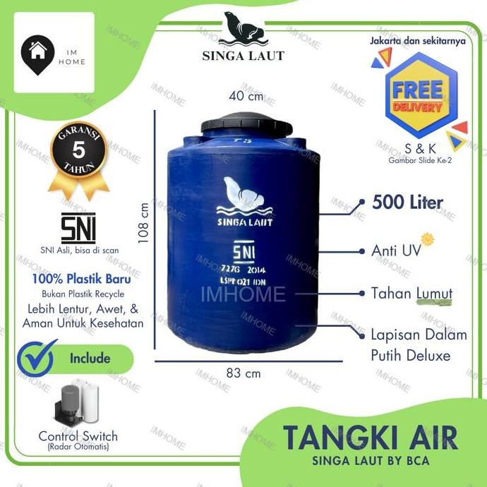 Tangki / Toren Air Singa Laut 500 Liter T550 Murah