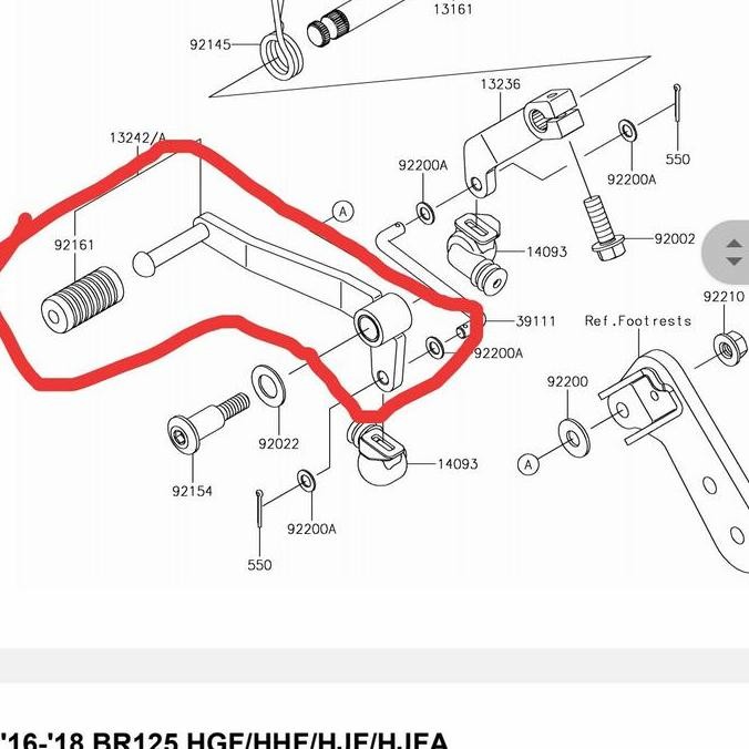 Pedal Operan Gigi Kawasaki Z125 Z 125 Pro Original Kawasaki