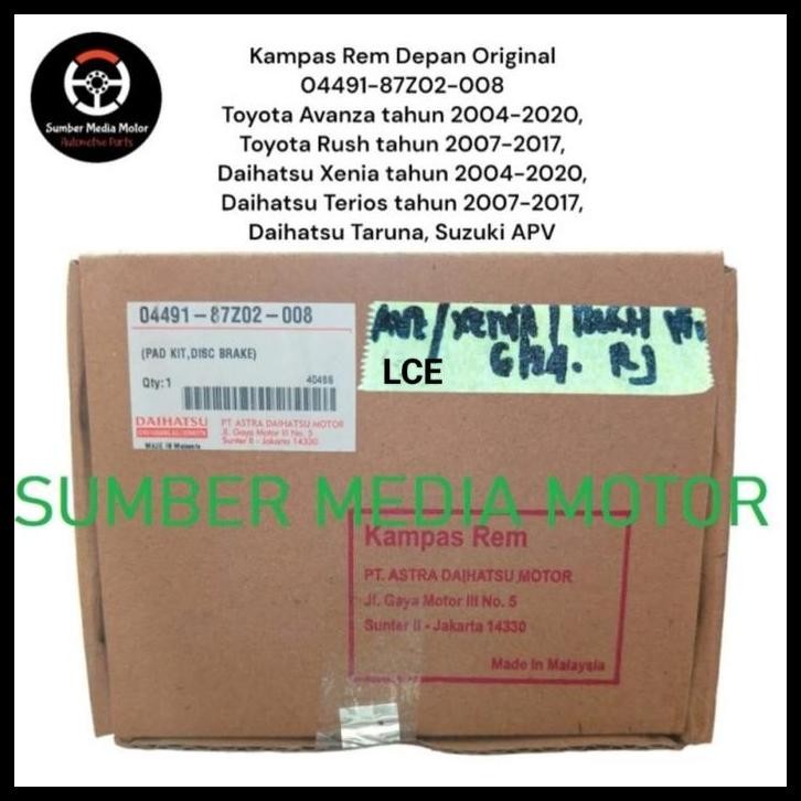 DISKON DAIHATSU KAMPAS REM DEPAN BRAKEPAD ORIGINAL 04491-87Z02-008 TOYOTA AVANZA TAHUN 2004-2020, TO