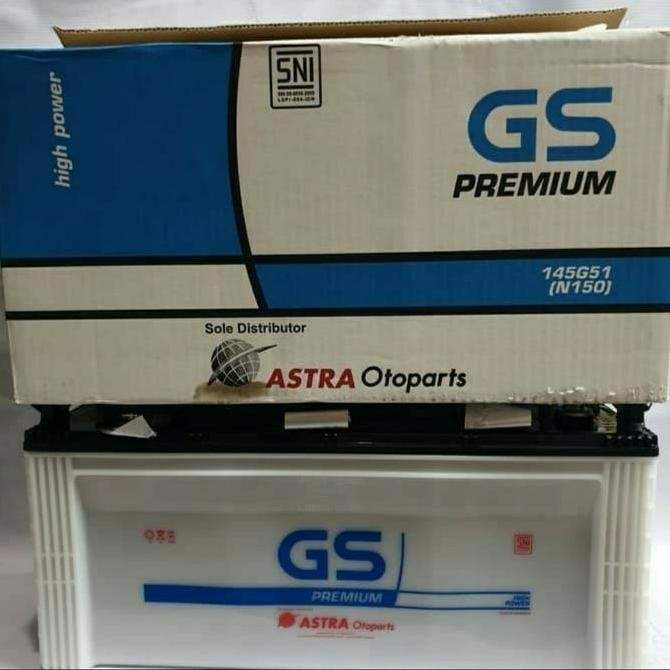 TERBARU - Aki GS Premium N150 / 145G51 aki basah 12volt 150 amper