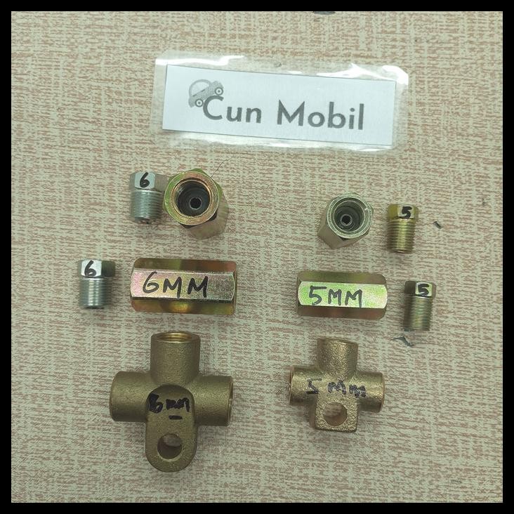 TERMURAH SAMBUNGAN NEPEL REM 6 MM DRAT HALUS KUNCI 10 MM MODEL T KUNINGAN 