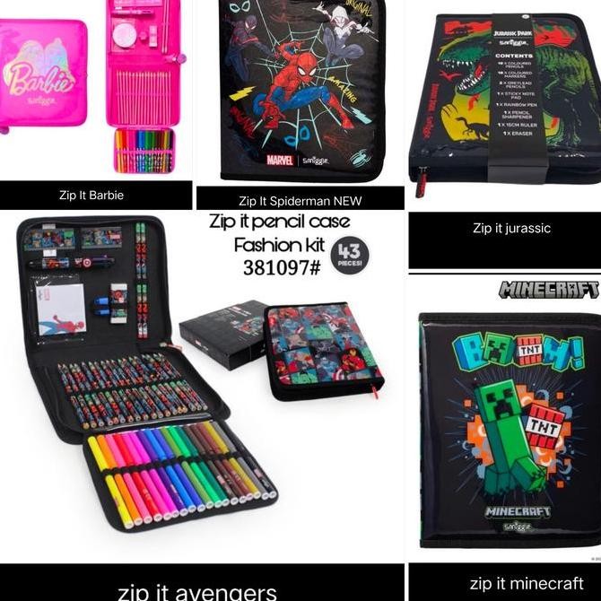 

NEW SMGLE STATIONERY ZIPIT MINECRAFT, JURASSIC, AVENGERS, BARB, SPIDEMAN