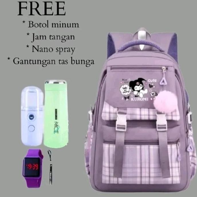 

Spesial Tas Ransel Anak Sekolah Tk Sd Karakter Kurumi Bonus Jam Led Nano Botol Gantungan Tas Kuromi Anak Tk