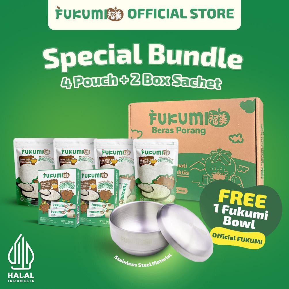 

FUKUMI Loyalty Bundle - 4 Pouch & 2 Box Sachet Beras Porang Free Fukumi Bowl