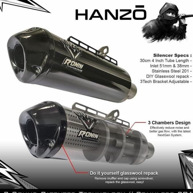 KNALPOT RACING 3 SUARA 3TECH NEXTGEN RONIN HANZO FULLSET ORINAL