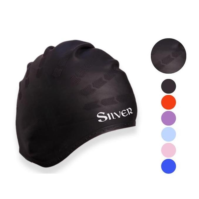 Topi Renang Dewasa Silver Silicone Swim Cap 17011.1089