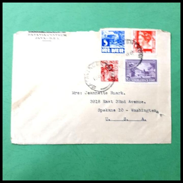 

TERMURAH SAMPUL PRANGKO NED INDIE SERI NICA . BATAVIA CENTRUM KE WASHINGTON