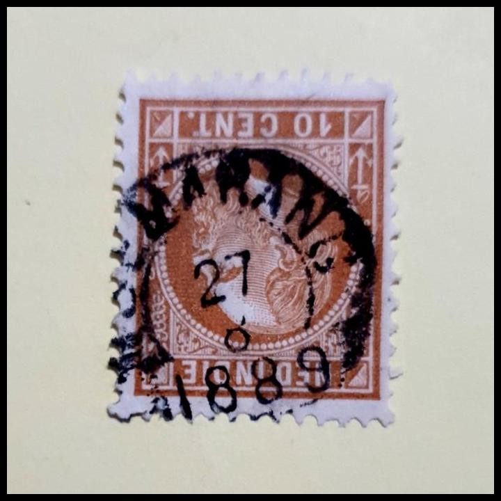 

DISKON PRANGKO NED INDIE KING WILLEM III. 10 CENT CAP POS, SEMARANG 27.8.1889 !!!!