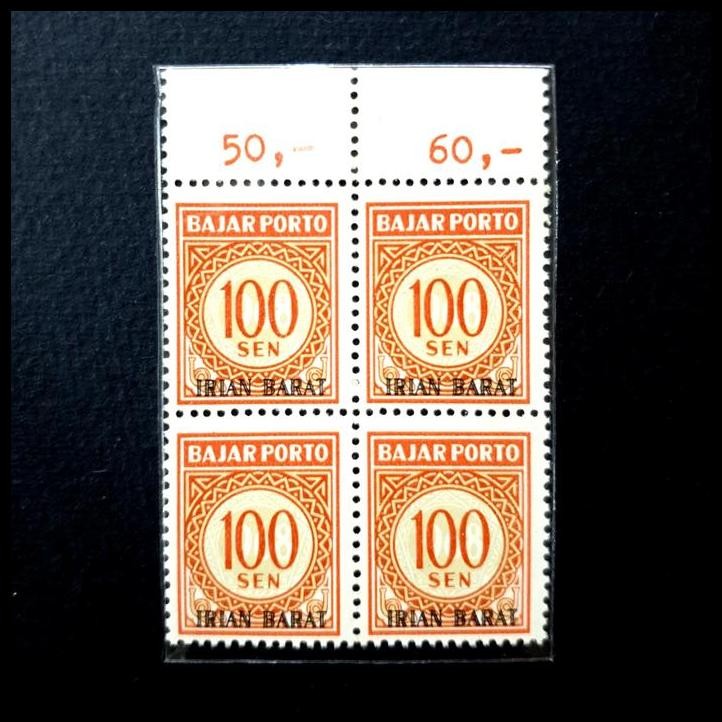 

DISKON PRANGKO INDONESIA 1968. BAYAR PORTO 100 SEN, BLOK-4. C.T. IRIAN BARAT !!!