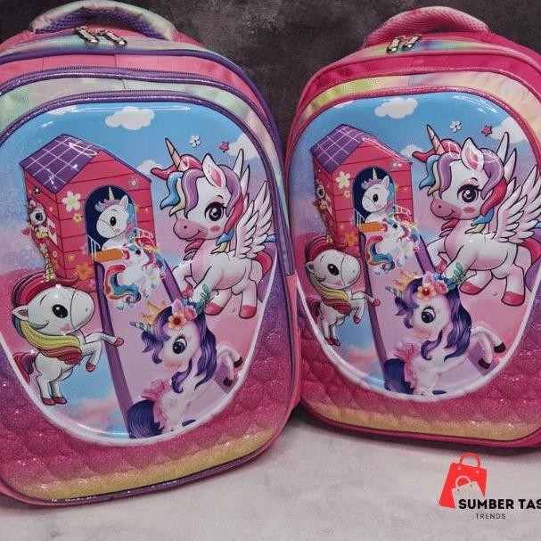 

Diskon [Free Gift] Tas Sekolah 3D Unicorn Ukuran Luas Tas Ransel Anak Perempuan Backpack Skolah Karakter Kuda Ponny Timbul Import 16Inch