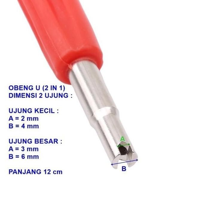 Kunci U / Obeng Sekrup Uticon Kepala Kotak Kepala Ganda 2 In 1