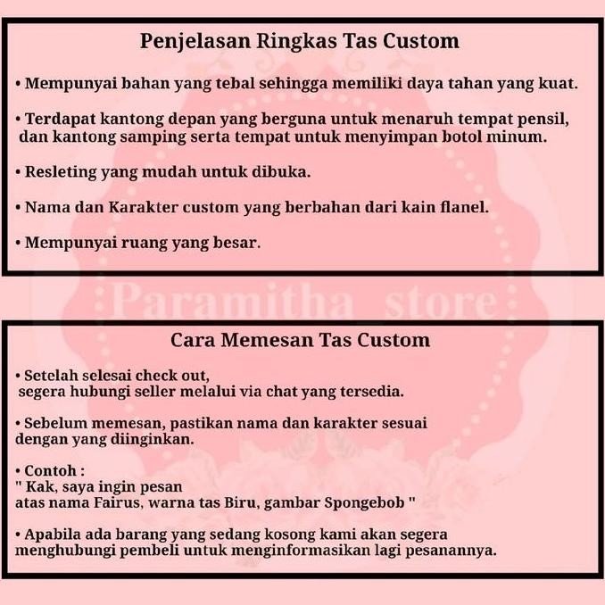 

Terjangkau Tas Sekolah Tas Nama Tas Paud Tas Tk Tas Sd Tas Karakter Bisa Request Nama&Gambar Karakter Kartun