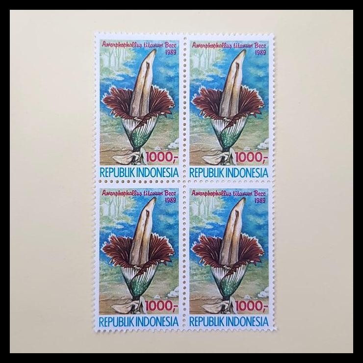 

DISKON PRANGKO INDONESIA 1989. BUNGA BANGKAI AMORPHOPHALLUS TITANUM BLOK-4 !!